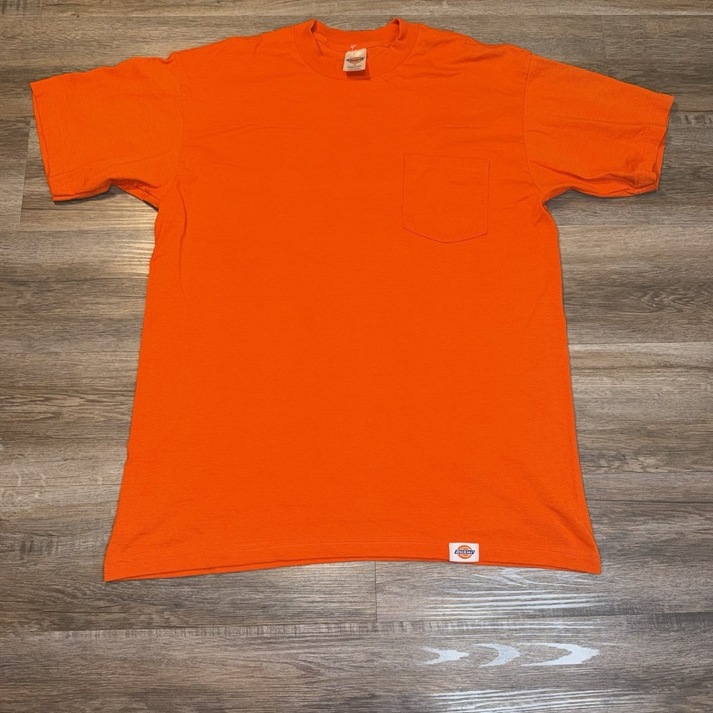 Dickies Shirt Mens XL Short-Sleeve Orange Small Logo Patch Pocket Workwear